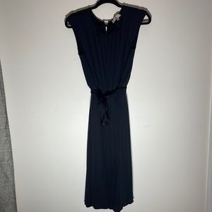 LOFT Black Belted MIDI Dress Medium